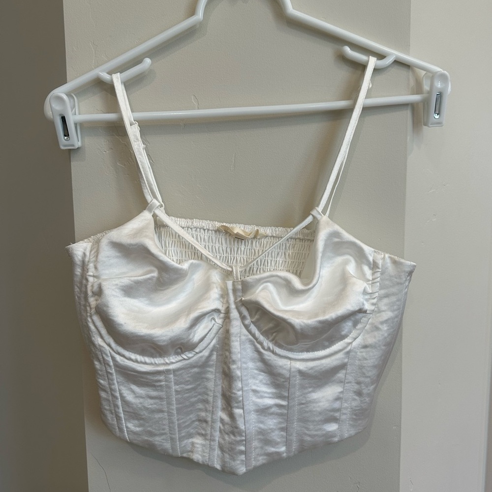 LA HEARTS white silk bustier crop top